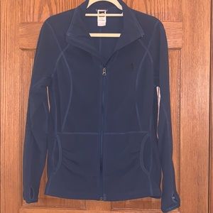North Face dark blue/turquoise fleece pullover